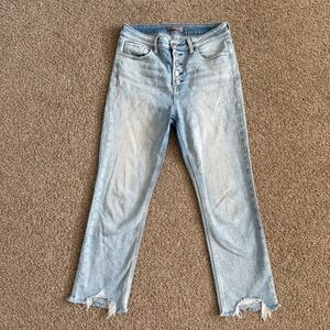 Just USA Women’s size 28/6 High Rise Button Fly Raw Hem Cropped Jeans Pants